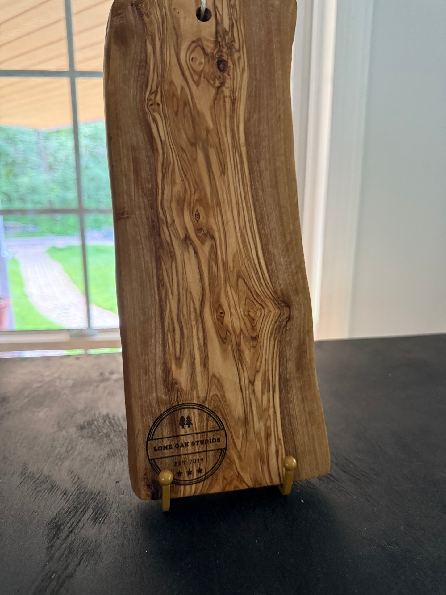 Olive Wood Cutting/Serving Board with laser engraved turtles