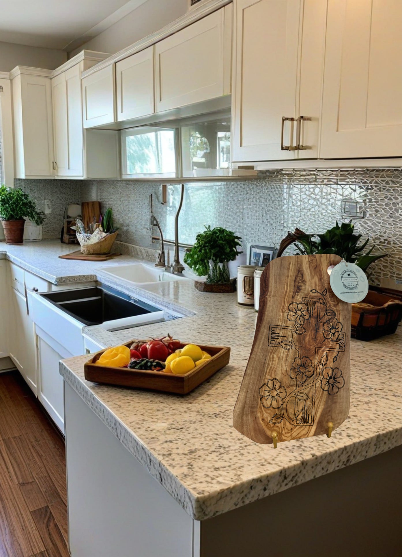 Olive Wood Cutting and Serving Board with Laser Engraving