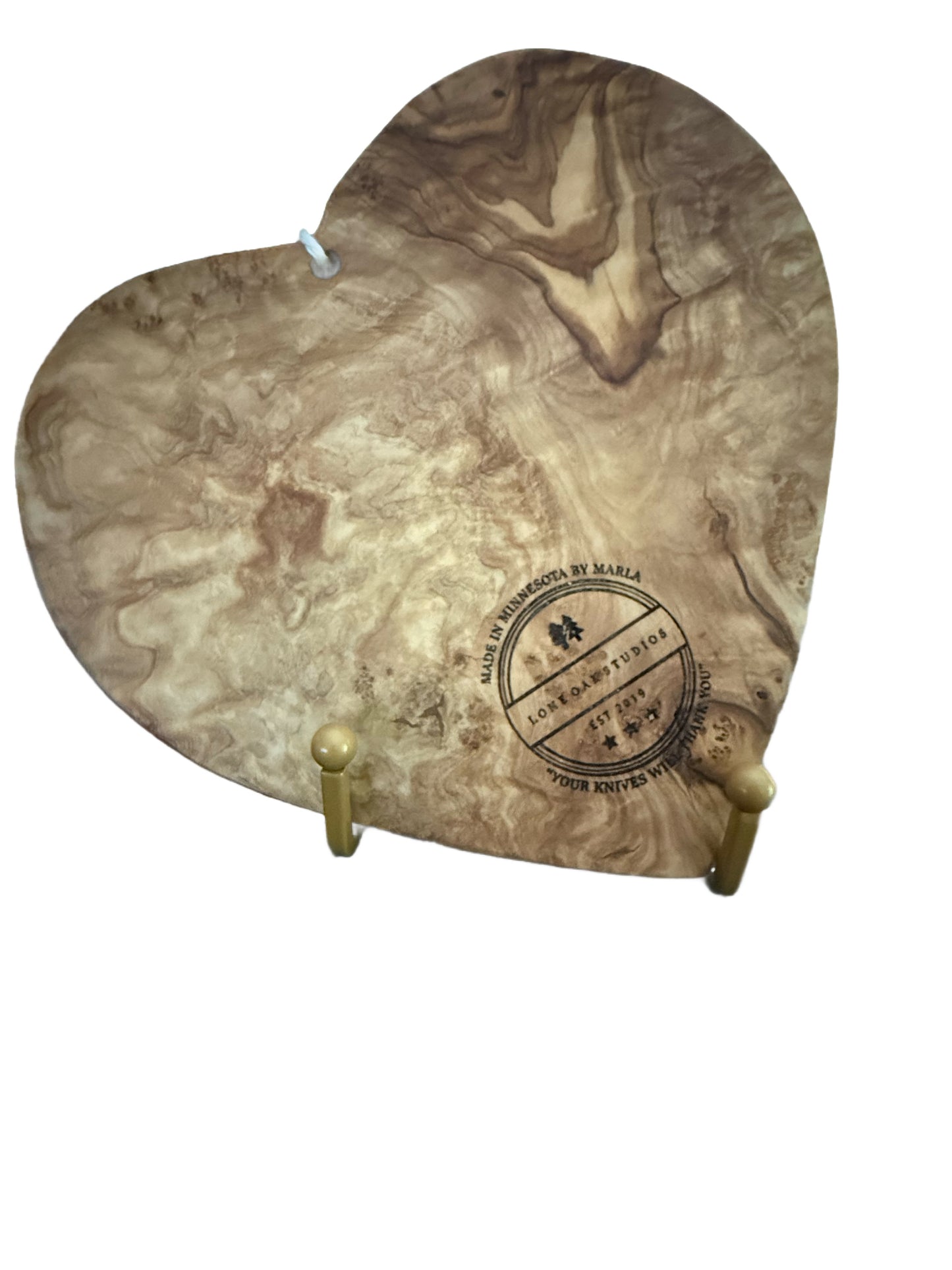 Olive Wood Heart Shaped Butter Board with laser engraved