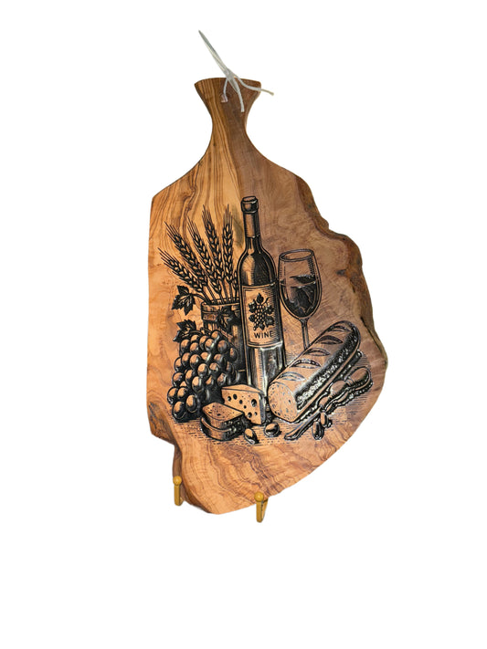 Olive Wood Paddle Board wi th Live Edge and Laser Engraving