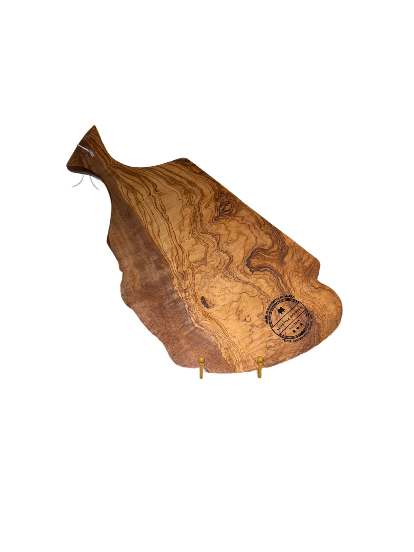 Olive Wood Paddle Board wi th Live Edge and Laser Engraving
