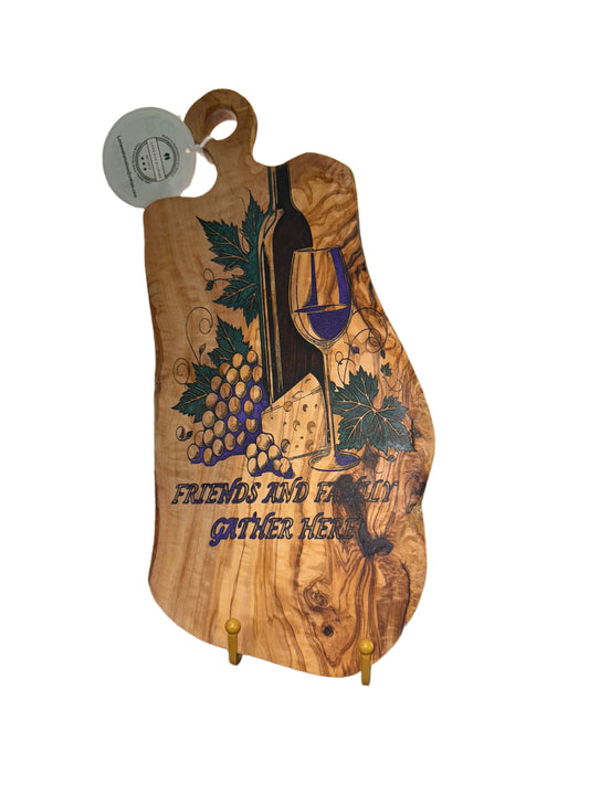 Olive Wood Live Edge Cutting/Serving Board with Laser Engraving