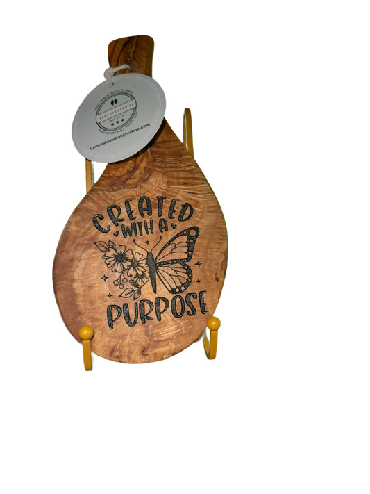 Olive Wood Spoon Rest or Butter Board with Laser Engraving