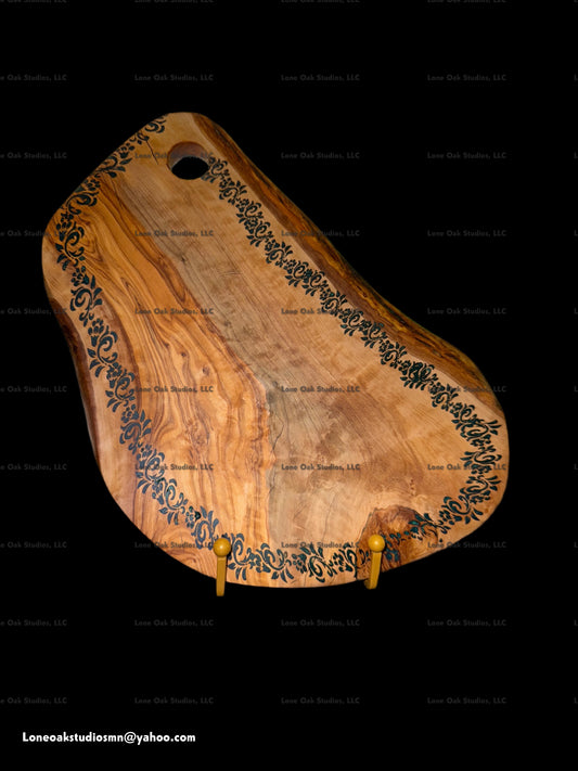 Olive Wood Cutting/Serving Board with Laser Engraving
