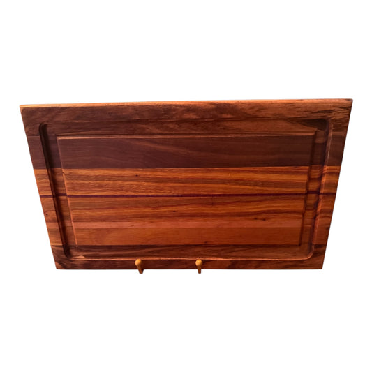 Cutting Board  Approximately 13"x8" with Juice Groove.  Canary, Walnut and Purple Heart Wood (21025)